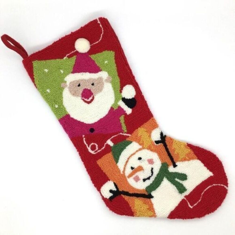 Santa Snowman Christmas Stocking 17”